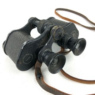 Antique Wwi Gundlach - Manhattan Optical Turner - Reich Leather - Bound Binoculars