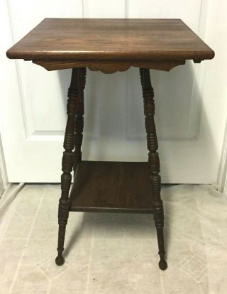 Antique Hand Crafted Solid Wood 2 Tier Plant Stand Display Table -