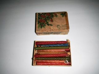 Antique Vtg Standard Oil Company Christmas Candles Full Box Dripless Twist 32