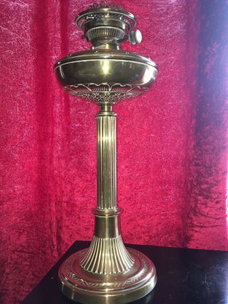Antique Victorian Brass Banquet Oil Lamp Base With Hinks Burner