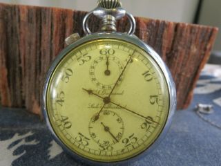 Antique Swiss Stop Watch C.  L.  Guinand Locle Split Second Chronograph Rp15