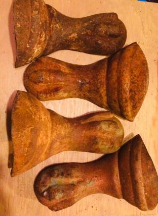 Set Of 4 Antique Cast Iron Claw Foot Rustic / Shabby Chic Tub Feet Bathtub
