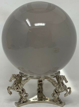 Amlong Crystal Small Clear Crystal Ball (5.  5 Inch) Diameter With Silver Horses