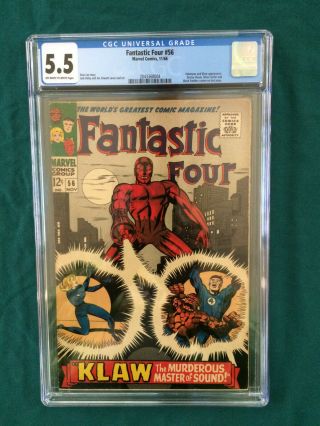Fantastic Four 56 Cgc 5.  5 Oww Early Black Panther Silver Surfer Klaw App