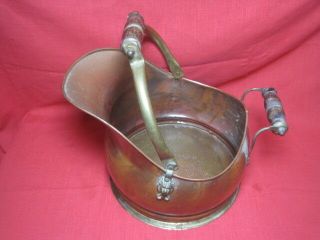 Vintage Copper Fireplace Ash Coal Scuttle Bucket Planter Made In Portugal