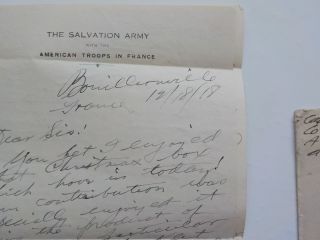 WWI Letter 1918 The Salvation Army With The American Troops In France War WW1 2