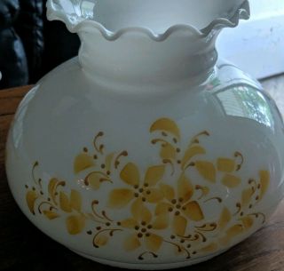 Gwtw Hurricane Lamp Shade Hand Painted Yellow Flowers Vintage Globe Mid Century