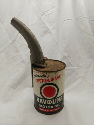 Havoline Motor Oil Metal Can With Funnel Spout