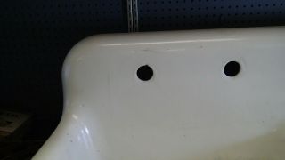 Antique Cast Iron Porcelain Kitchen Farm Sink w/right hand Drain - board 42  wide 3