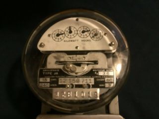 Vintage Sangamo Electric Meter,  Single Phase,  Type JA,  15 Amps,  240 Volts 2