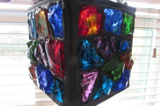 Peter Marsh Arts & Crafts Lighting Heavy Leaded Rock Glass Lantern Light Fitting