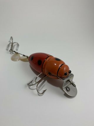 Vintage Fishing Lure Wooden Creek Chub Beetle 3853 Orange & Correct Box