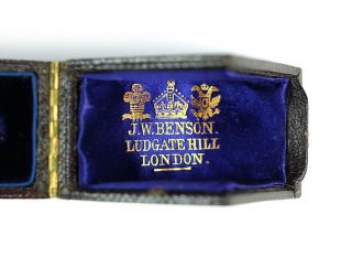 1870s J.  W.  Benson Ludgate Hill London Silversmith Antique Velvet Storage Box
