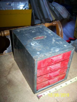 Small Vintage Dunlap Metal 4 Drawer Parts Cabinet Toolbox Tool Box Industrial