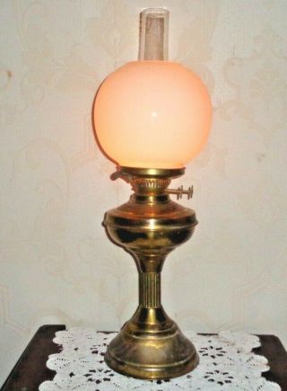 VINTAGE BRASS DBL WICK OIL LAMP 22 
