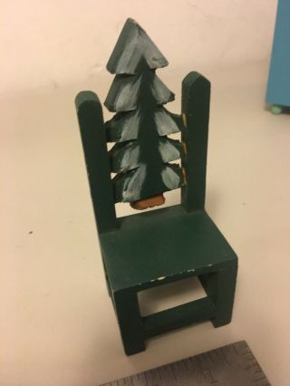 Vintage Dollhouse Miniature Hand Painted Santa’s Christmas Tree Chair 1:12