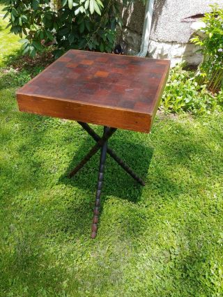 Antique Primitive Folk Art Furniture Farmhouse Nightstand Side Table Bobbin Leg