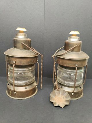 Two Glass And Steel Vintage Lanterns