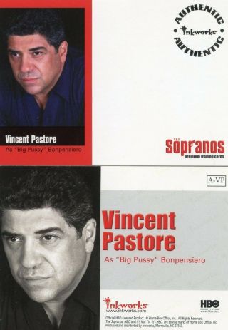 Sopranos Unsigned Autograph Card Inkworks Rare Vincent Pastore " Big Pussy "