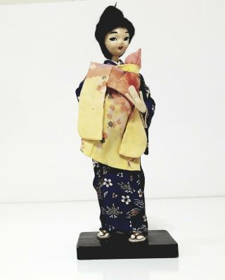 . Vintage Japanese Doll 11.  5 " Kimono And Child In Carrier