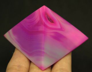 54mm 3.  7oz Pink Agate Crystal Carving Art Pyramid Gift