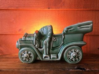 Vintage 1950s Mccoy Buckingham Ceramics Green Automobile Planter Tv Lamp
