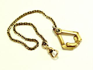Antique U.  S.  A.  1/20 12k Yellow Gold Filled Pocket Watch Fob Chain 7.  5 "