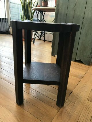 Antique Mission Arts & Crafts Solid Oak Side Table / Plant Stand 3