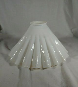 Vintage Ribbed White Glass Lamp Light Shade,  Art Deco 8&1/4 "