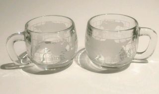 Set Of 2 Vintage Nescafe World Globe Frosted Coffee Mugs/cups - Taste Your Way