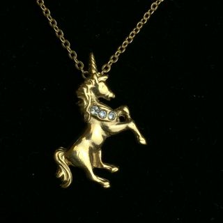 Vintage Avon Gold - Tone Unicorn Necklace 18 " Chain