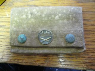 Unusual 1918 Wwi Canvas Pouch Us With Crossed Canons