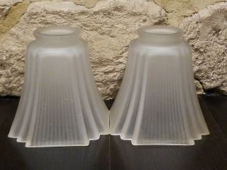 Vintage Set Of 2 Art Deco Style Frosted Glass Light Fixture Shade Globe Cover