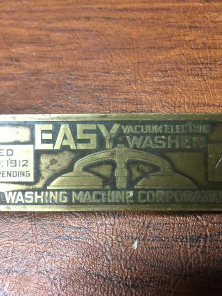 Vintage Easy Washer Vacuum Electric Model M Sign Tag Plate Badge 1912 3