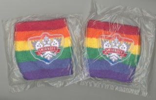 2 Smirnoff Vodka Lgbtq Rainbow Wristbands - In - Bag Terry Cloth Promo Gay Pride