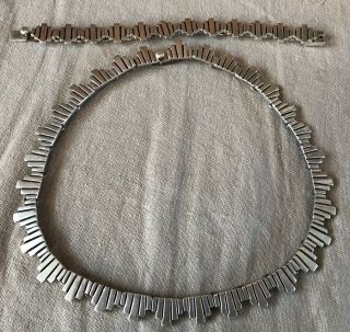 Vintage Taxco 925 Sterling Silver Choker Necklace Matching Bracelet 125g Mexico