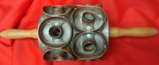 Vintage Houpt 2 Row 3 " Dia.  Donut Cutter/maker,  Heavy,  Usable Check Out Photos
