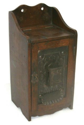 Edwardian Antique English Oak Smokers Cabinet With Draw And Pipe Rack