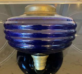 Antique Bristol Blue Glass Oil Lamp Font