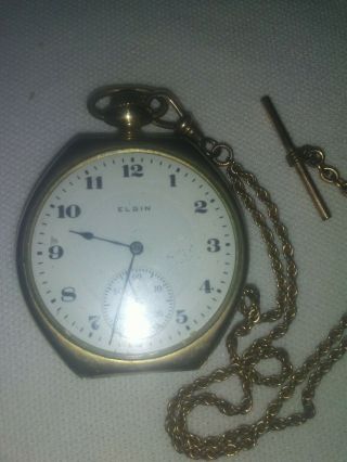 Elgin Vintage Pocket Watch 12s 17j Grade 345 C.  1917 Marked 14k Gold