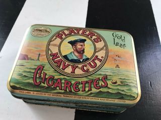 Vintage Players Navy Cut Cigarettes Tin Box Hinged Gold Leaf Imperial Tobacco