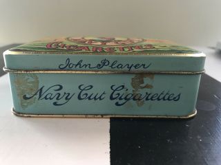Vintage PLAYERS NAVY CUT CIGARETTES TIN BOX Hinged GOLD LEAF Imperial Tobacco 2