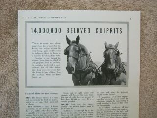Vintage 1941 Ford Tractors Ferguson System Implements Farm Horses Print Ad 2