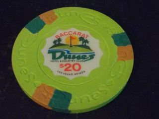 Dunes Hotel & Country Club Casino $20 Gaming Baccarat Poker Chip Las Vegas Nv