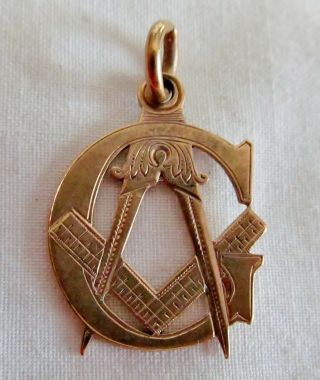 Vintage 1940s 14k Gold Masonic Charm Fob Pendant Not Scrap