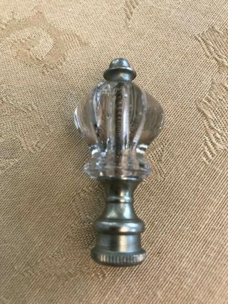 Vintage Faceted Glass Crystal Lamp Finial Part Repair Metal Old Shade Holder