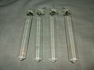 Set Of 4,  Vintage,  Large,  Crystal Glass,  Straight,  3 Sided Prisms,  6 "