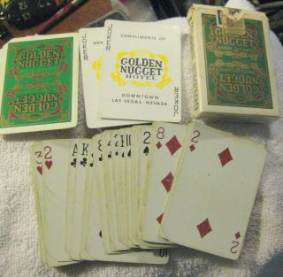 Golden Nugget Las Vegas Nv Vintage Casino Playing Cards Clipped,  Box,  Green Back