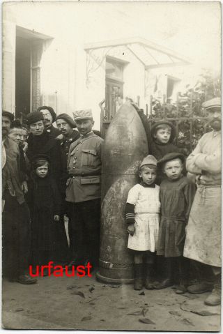 French Wwi Children With 42 Cm ? Shell Photo
