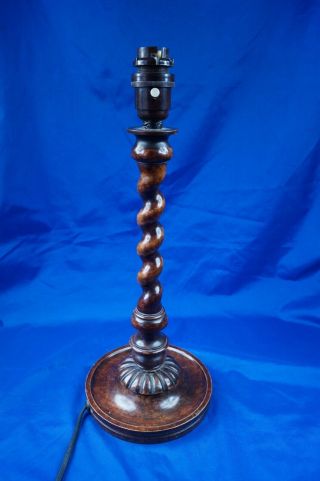 A Lovely Antique Oak Barley Twist Table Lamp Order
